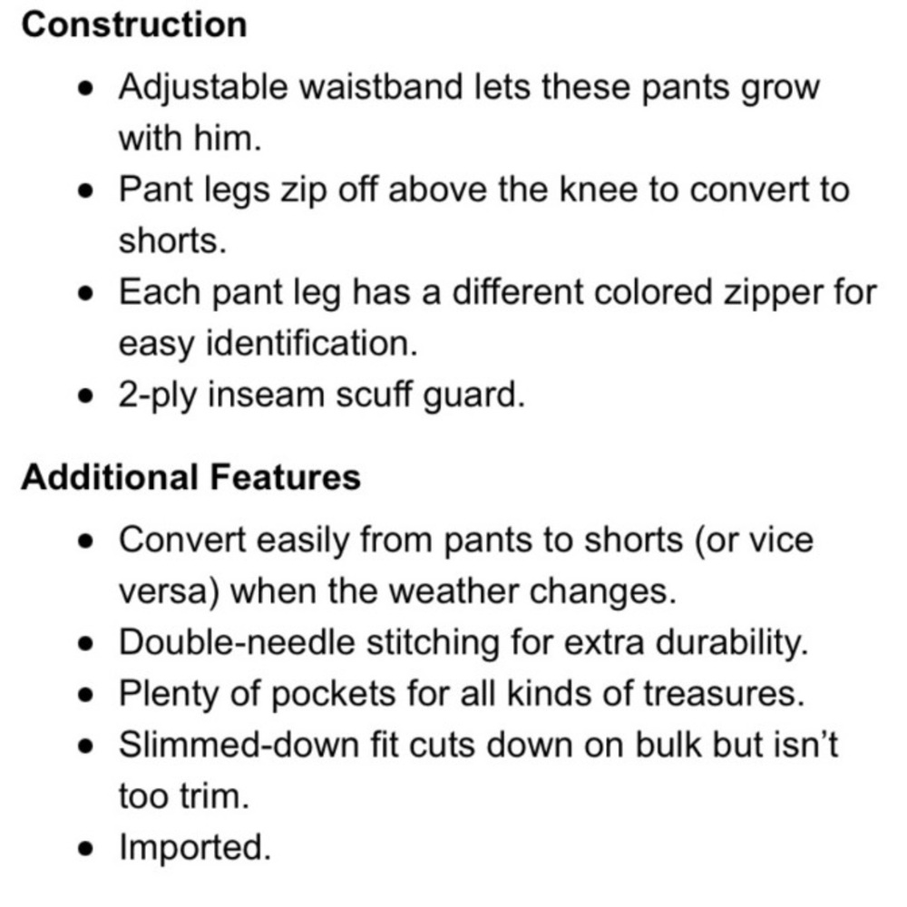 LL Bean kids khaki zip off convertible hiking pants shorts boys size 10 - Picture 6 of 7